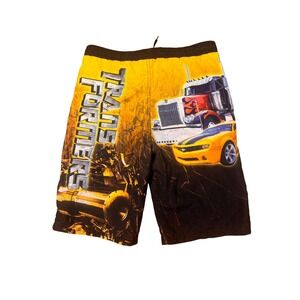Transformers Boys Swim Trunks Size L 10/12 Optimus Prime Bumblebee Yellow Black